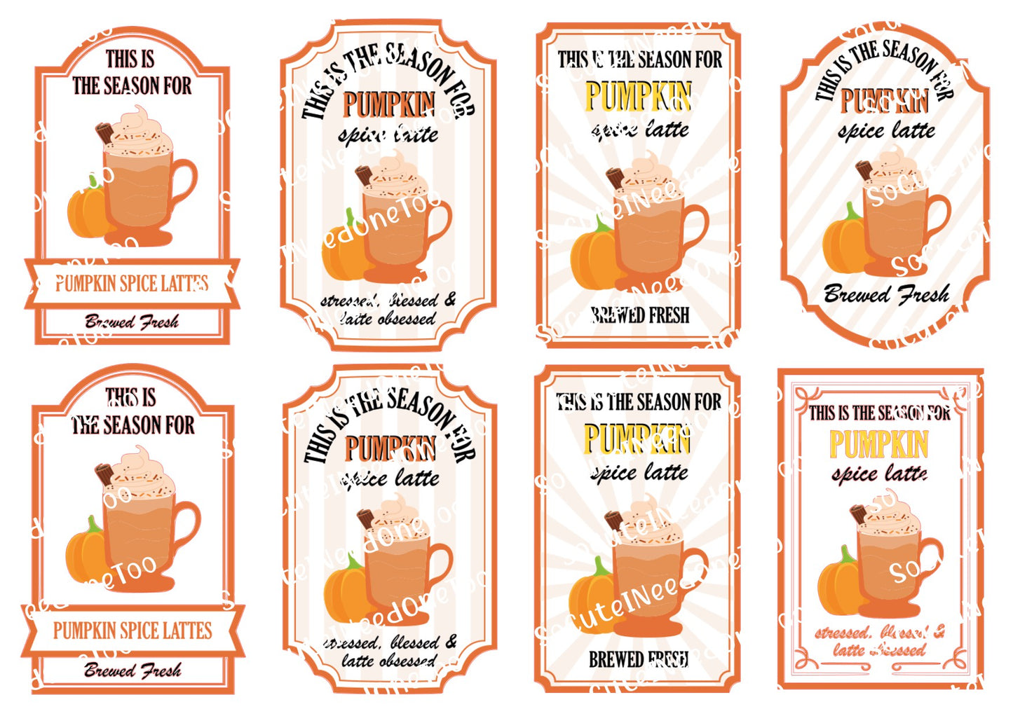 Pumpkin Spice & Apple Spice Labels I Waterslide Decals