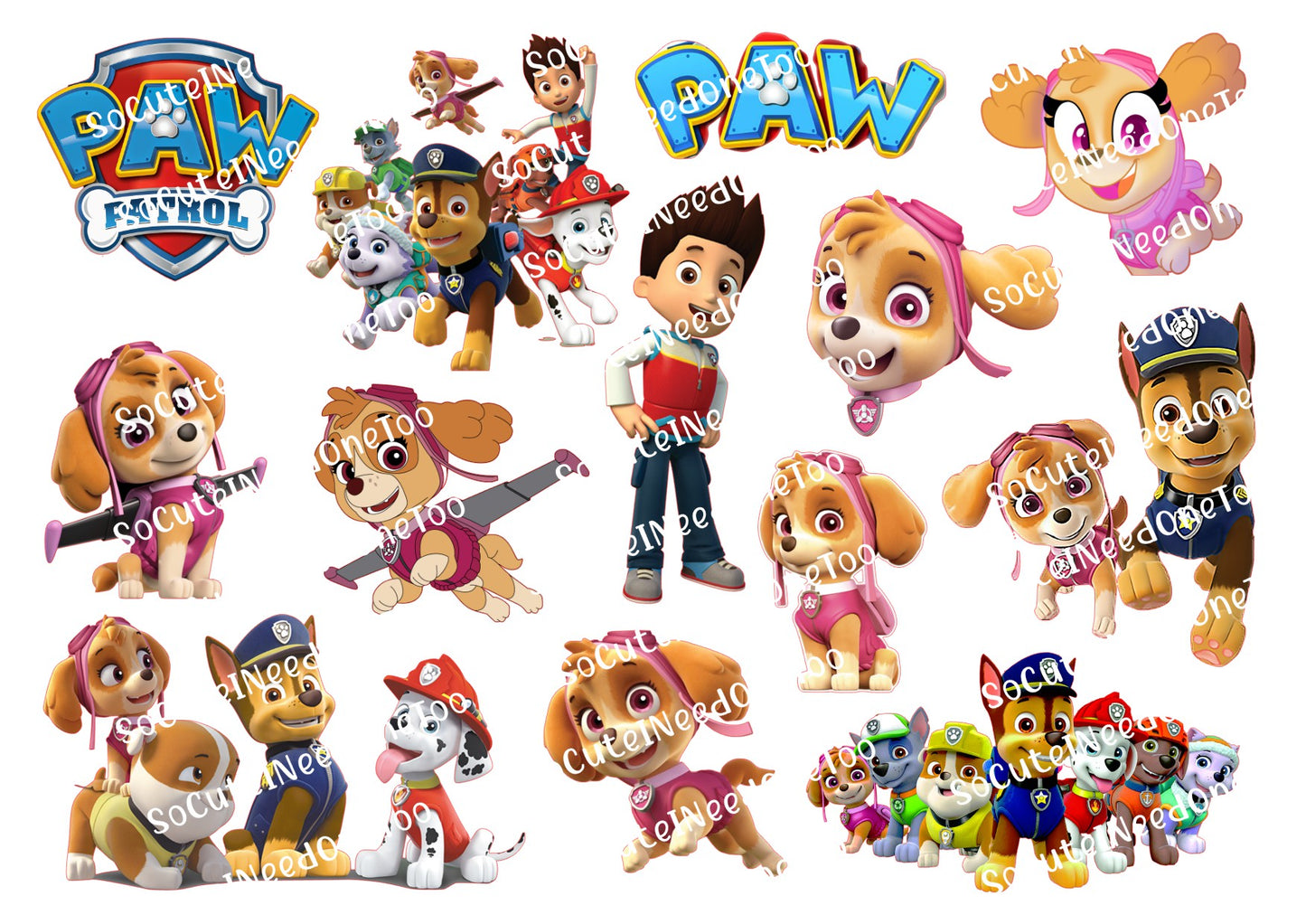 Selección de calcomanías para toboganes de agua Puppy Pals n.° 1 a n.° 3