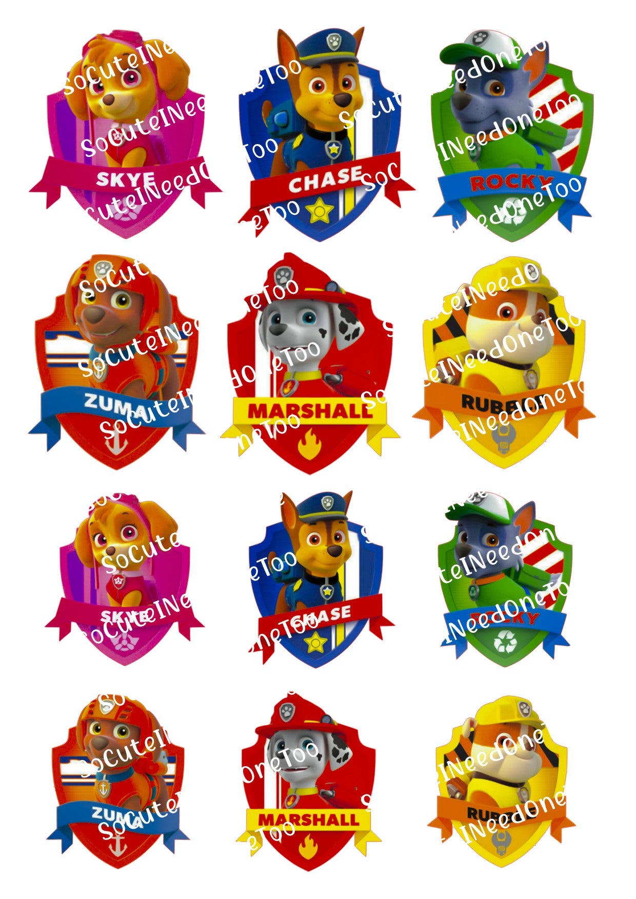 Selección de calcomanías para toboganes de agua Puppy Pals n.° 1 a n.° 3