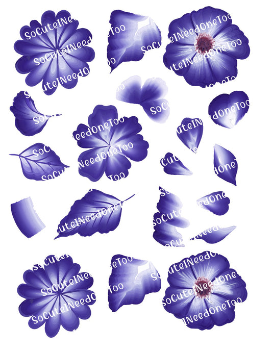 Purple Flowers Waterslide Decals - Beautiful Purple Floral Designs for Tumblers