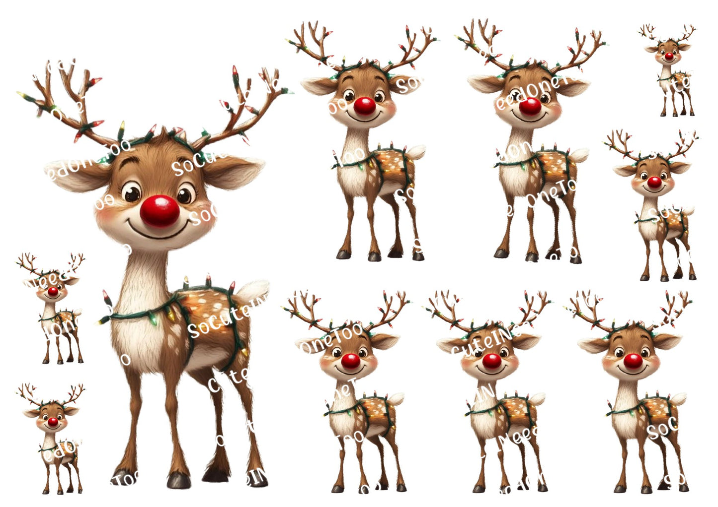 Rudolph and Friends Waterslide Decals - Christmas Reindeer