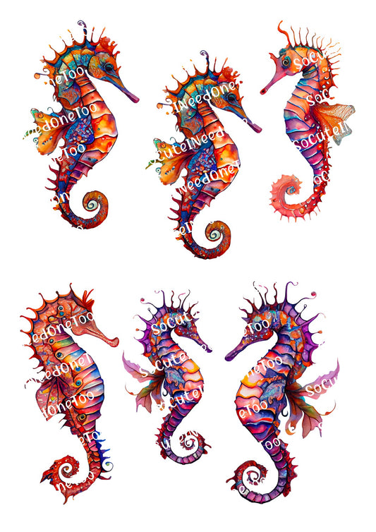 Calcomanías de tobogán acuático multicolores de caballitos de mar 