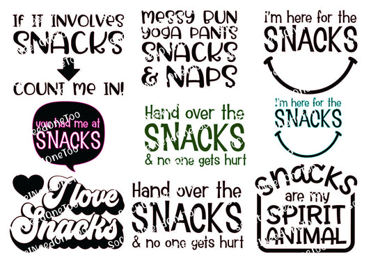 SNACKS Waterslide Decals – Fun Food Designs for Tumblers