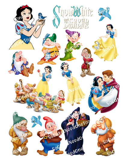 Snow White and the Seven Dwarfs Disney waterslide decals for tumblers