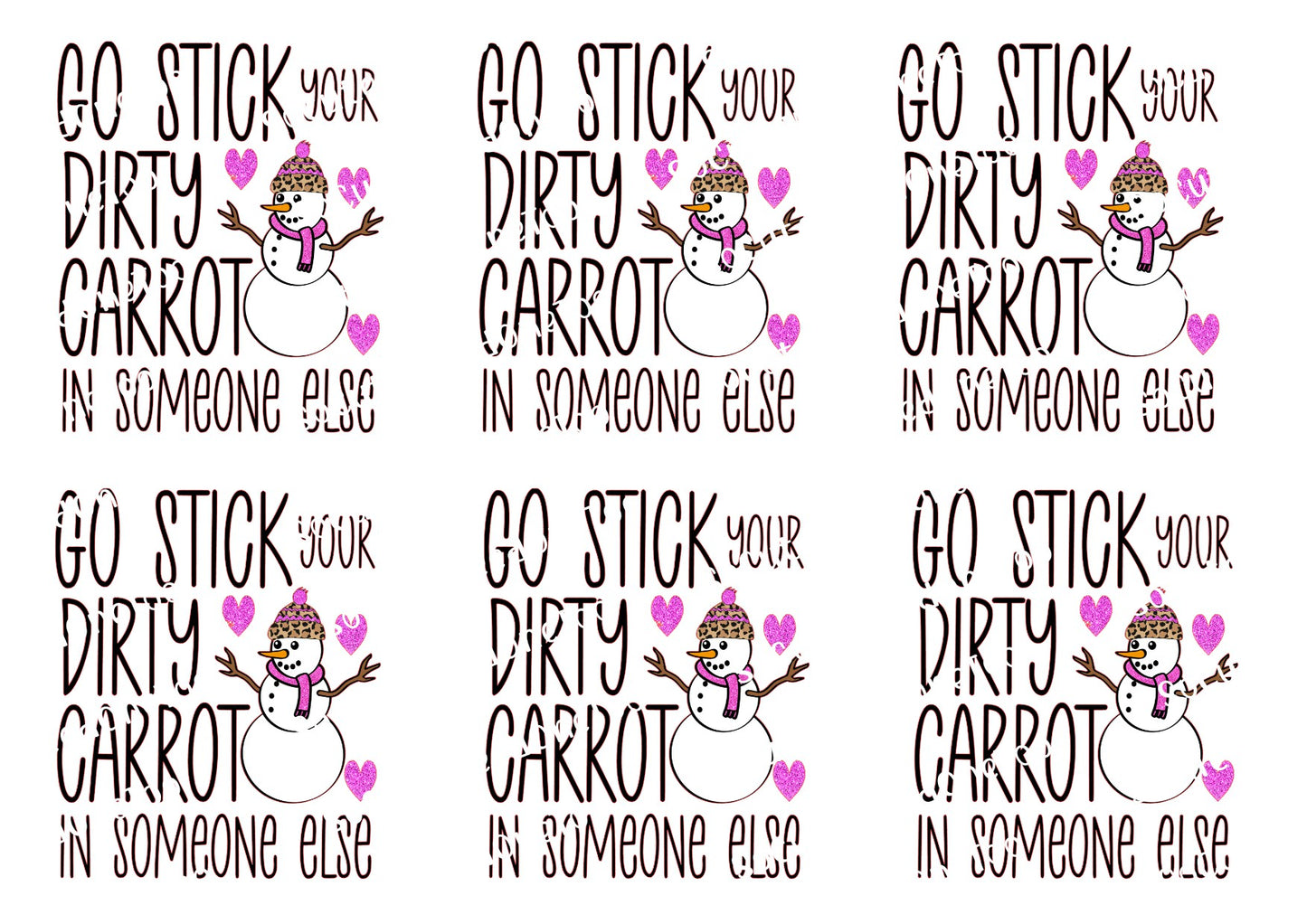 Snowman's Dirty Carrot Waterslide Decals - Funny Adult Christmas Humor