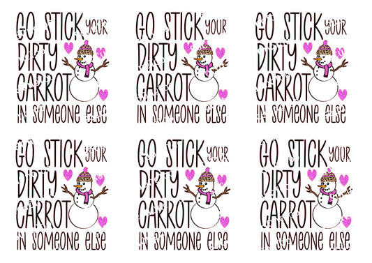 Snowman's Dirty Carrot Waterslide Decals - Funny Adult Christmas Humor