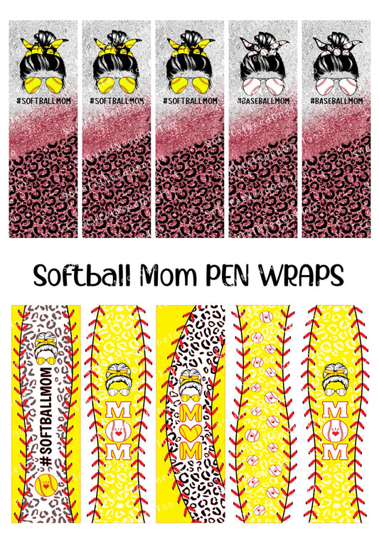 Softball Mom Pen Wraps – Sporty Mom Designs for Bic Pens