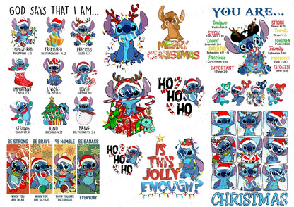 Stitch Selection Christmas Waterslide Decals – Holiday Lilo & Stitch Designs for Tumblers