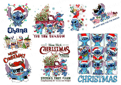 Stitch Selection Christmas Waterslide Decals – Holiday Lilo & Stitch Designs for Tumblers