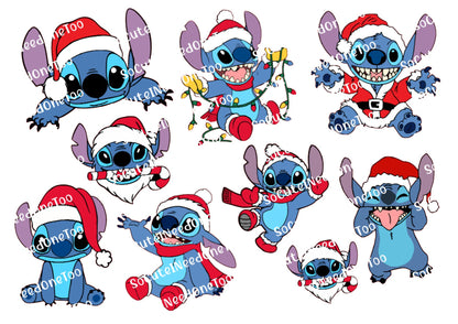 Stitch Selection Christmas Waterslide Decals – Holiday Lilo & Stitch Designs for Tumblers