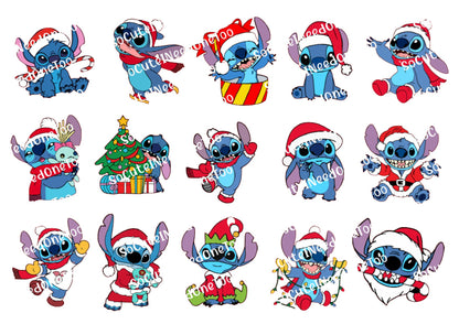 Stitch Selection Christmas Waterslide Decals – Holiday Lilo & Stitch Designs for Tumblers