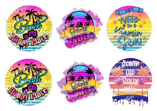 Summer Beach Is My Happy Place Waterslide Decals – Beach Vibes Designs for Tumblers