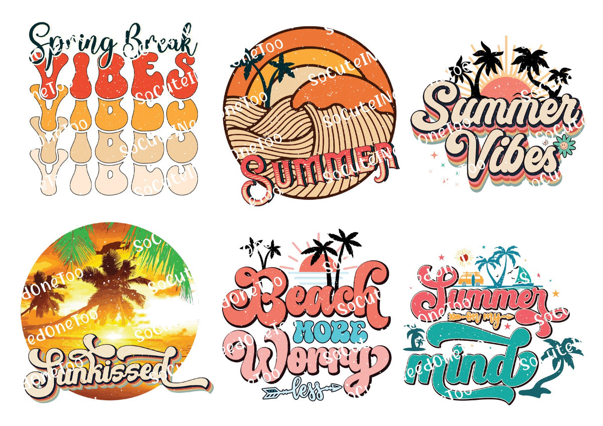 Summer Sun Kissed #2 waterslide decal sheet – sun-kissed designs for tumblers