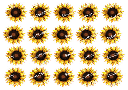 Sunflowers Full Sheet waterslide decal sheet – 3.5 & 2 inch floral designs for tumblers (photo 2 of 2)