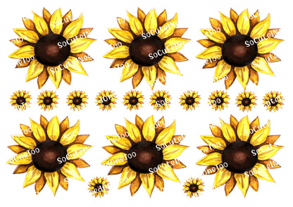Sunflowers Full Sheet waterslide decal sheet – 3.5 & 2 inch floral designs for tumblers (photo 1 of 2)