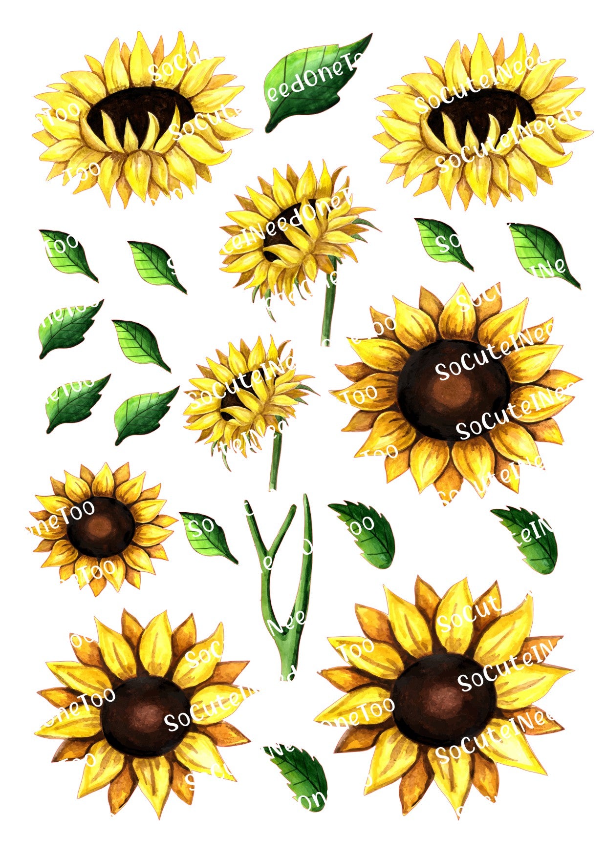 Sunflower #8 Waterslide Decals – Vibrant Bold Sunflower Designs for Tumblers