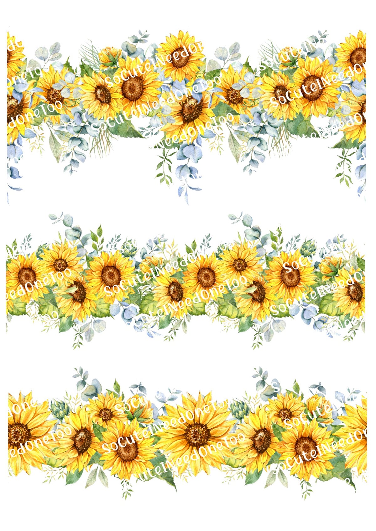 Sunflower Borders waterslide decal sheet – delicate floral border designs for tumblers