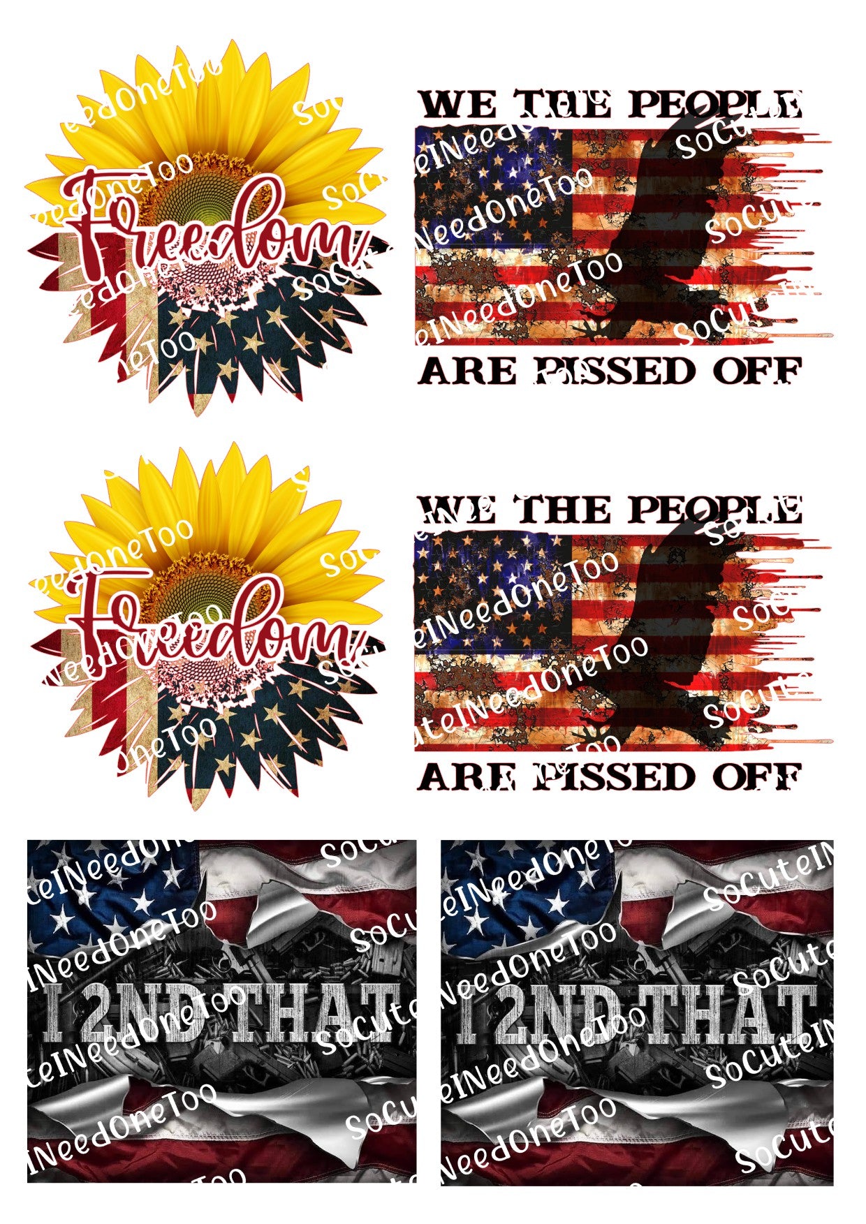 Sunflower Freedom Waterslide Decals – Patriotic Floral Designs for Tumblers