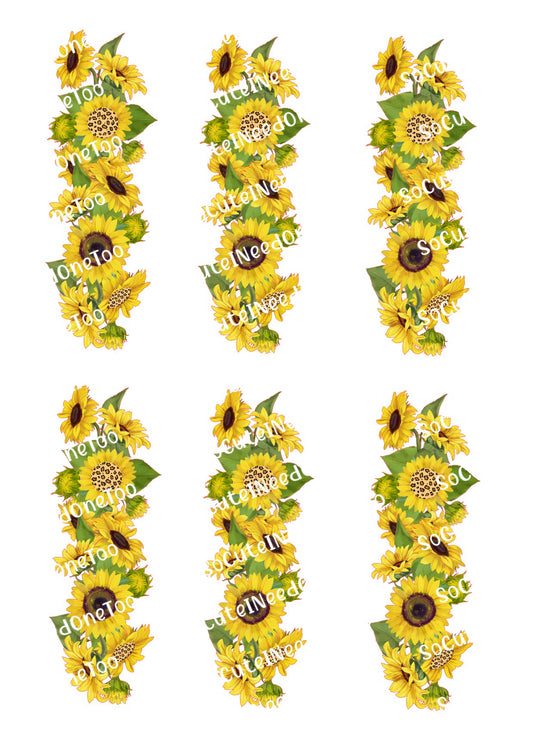 Sunflower Leopard Waterslide Decals - Floral Animal Print Designs