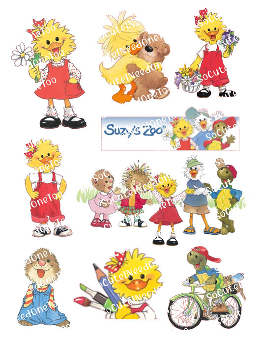 Suzy Zoo Waterslide Decals - Cute Suzy's Zoo Characters for Tumblers