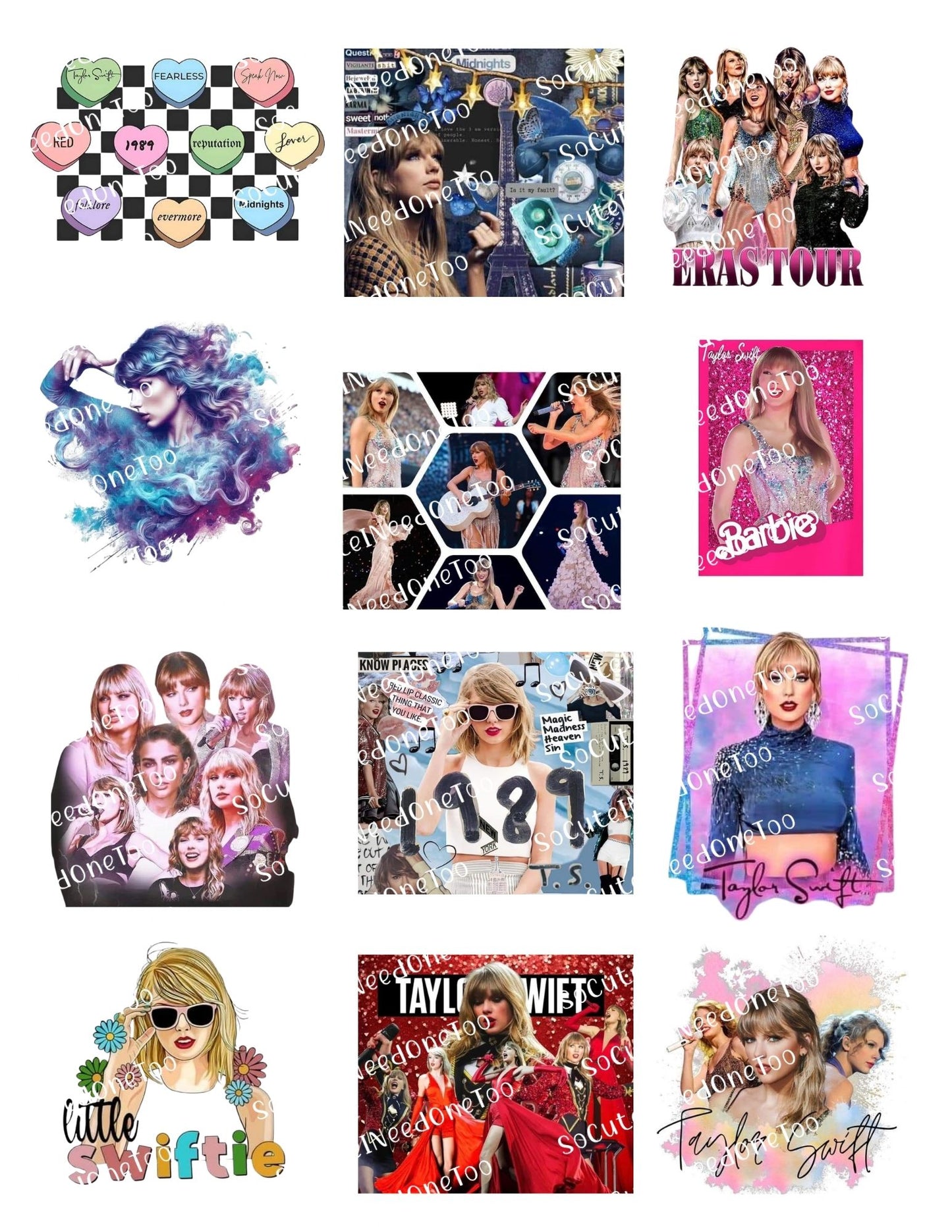 Taylor Swift Waterslide Decals - Full Sheets