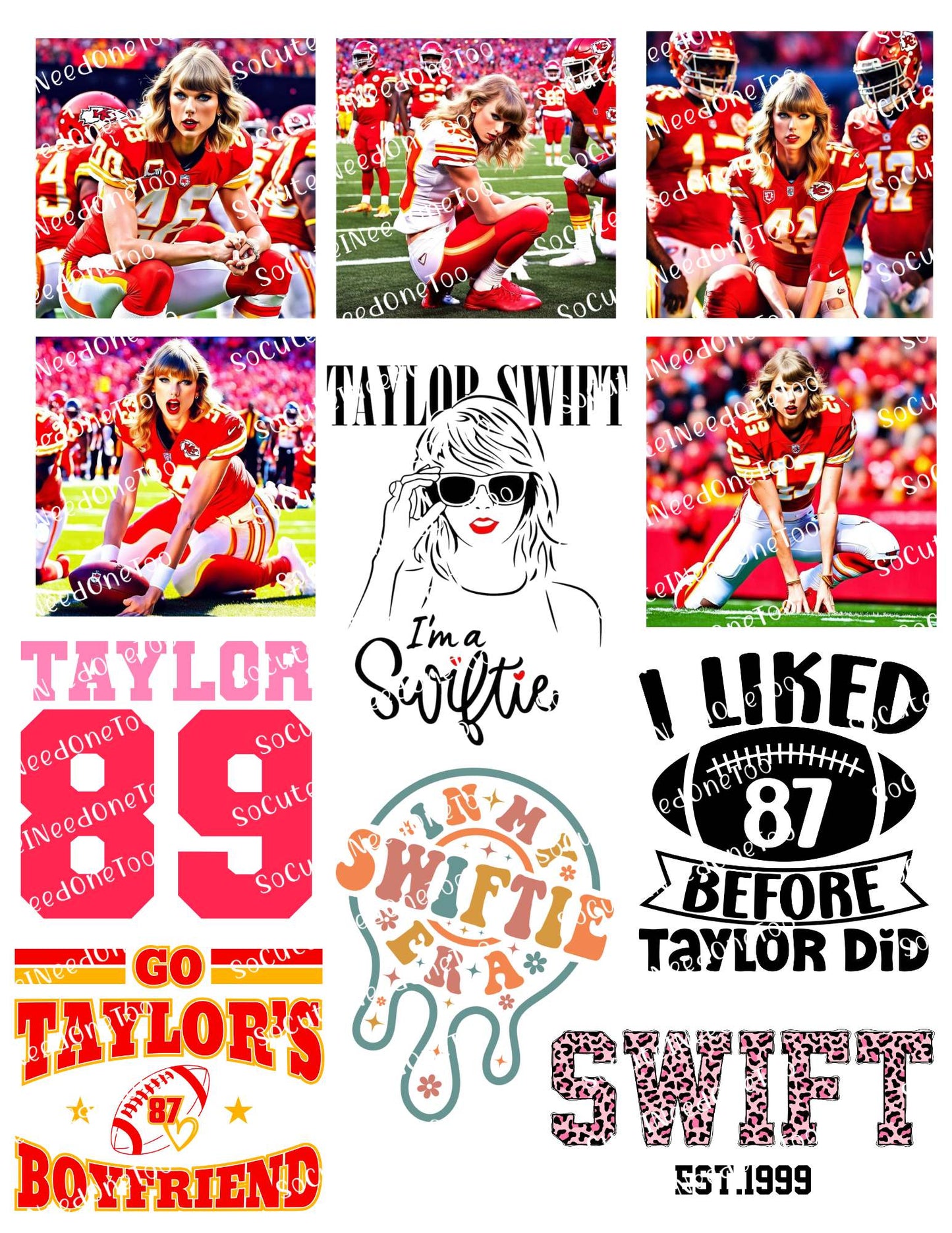 Taylor Swift Waterslide Decals - Full Sheets