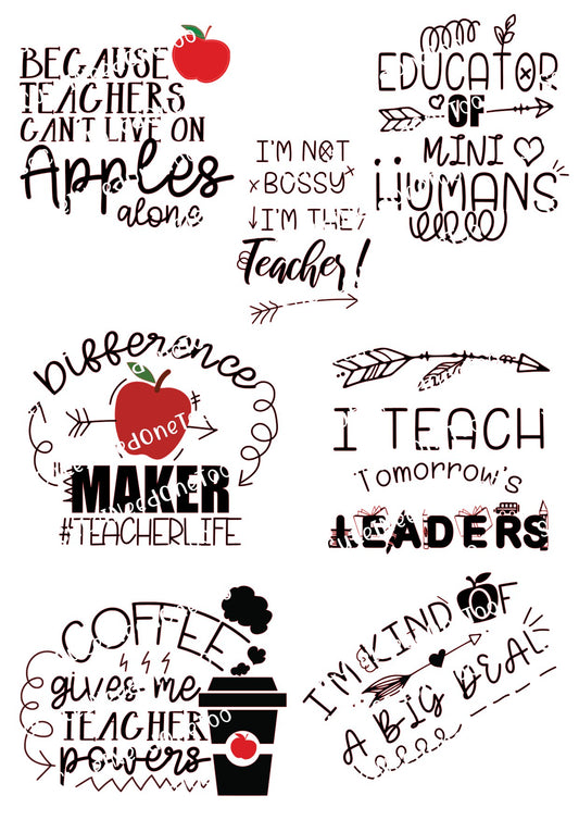 Teaching Waterslide Decals - Teacher Appreciation Designs for Tumblers
