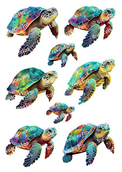 Turtles Beautiful Colors Waterslide Decals – Vibrant Turtle Designs for Tumblers