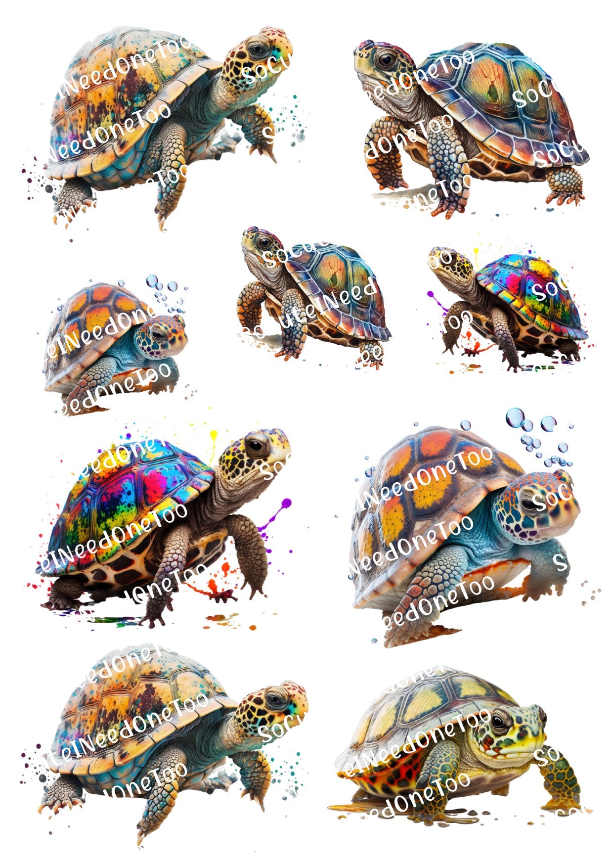 Turtles beautiful colors vibrant waterslide decals for tumblers