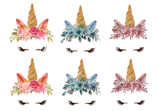 Unicorn 6 Heads Waterslide Decals | Clear or White | Ready to Use