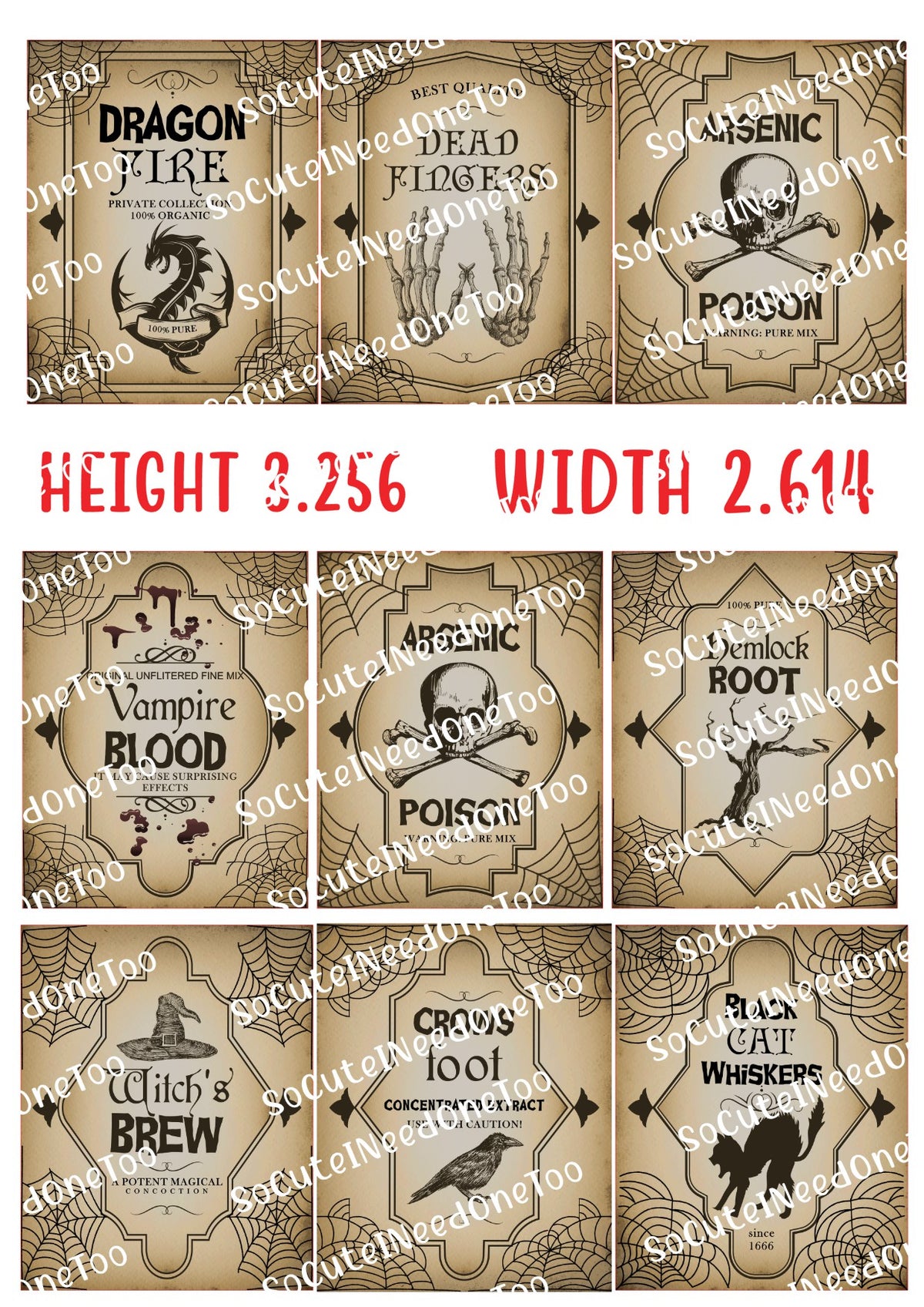 Vintage Halloween Wine Bottle Labels #2 waterslide decal sheet