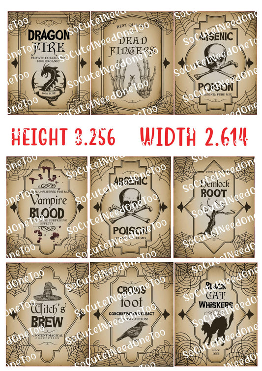 Etiquetas para botellas de vino de Halloween vintage n.° 2 Calcomanías para tobogán acuático 