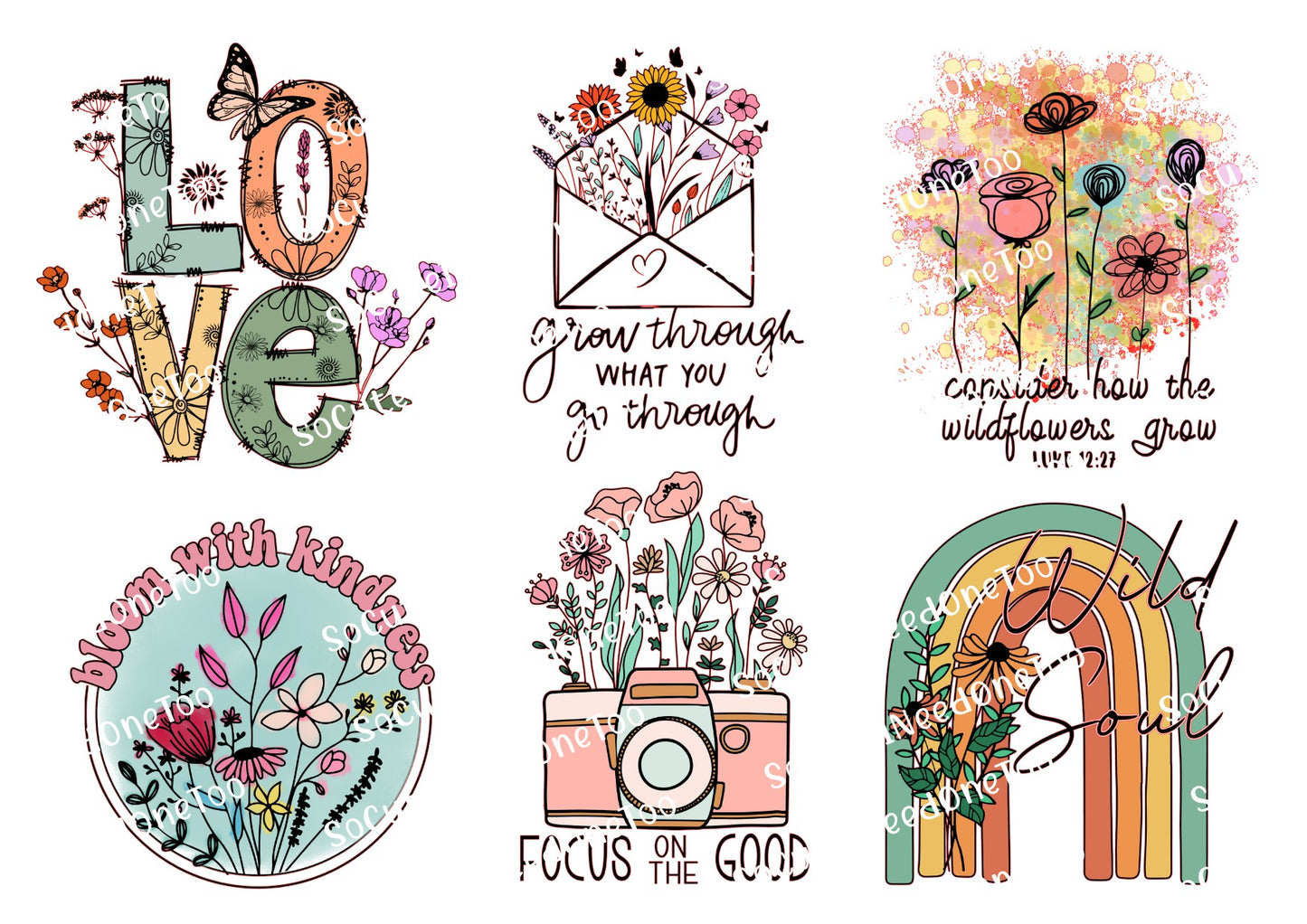 Vintage Wildflowers Waterslide Decals – Bloom & Grow Floral Designs for Tumblers