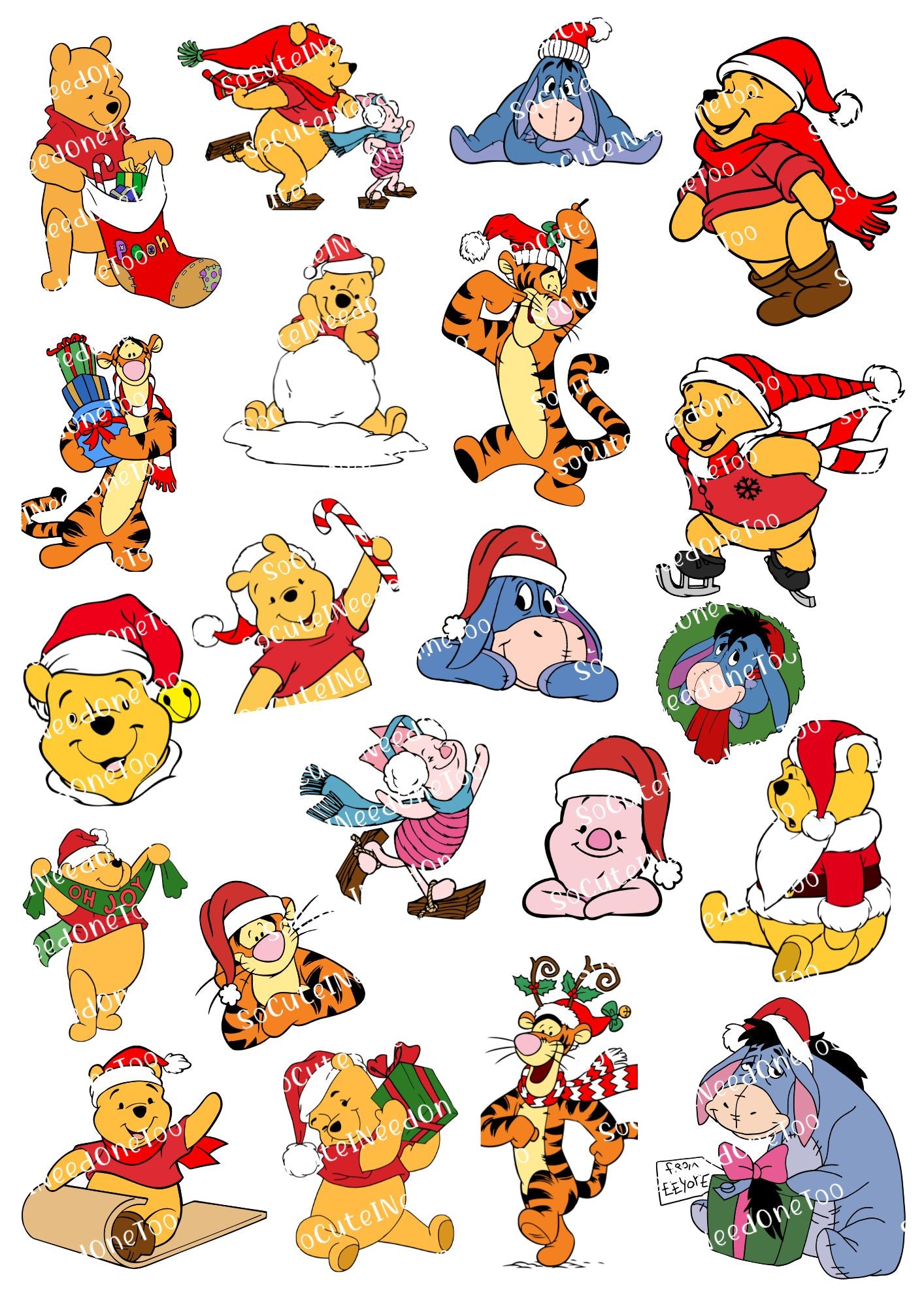 Winnie The Pooh Christmas Waterslides  Fun & Easy-to-Apply Perfect for Christmas Celebrations