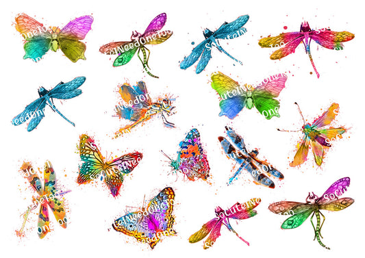 Watercolor Butterflies & Dragonflies Waterslide Decals – Artistic Designs for Tumblers