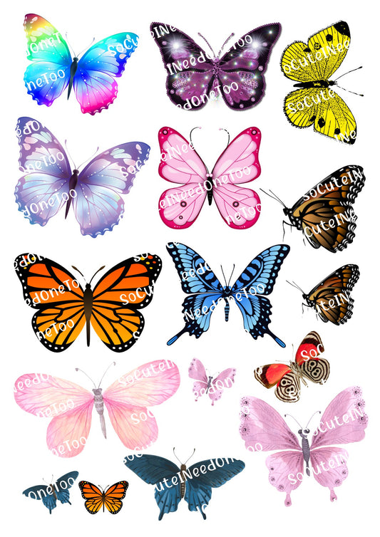 Watercolor Butterflies #3 Waterslide Decals