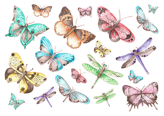 Watercolor Butterflies 2 of Each Waterslide Decals – Artistic Butterfly Designs for Tumblers