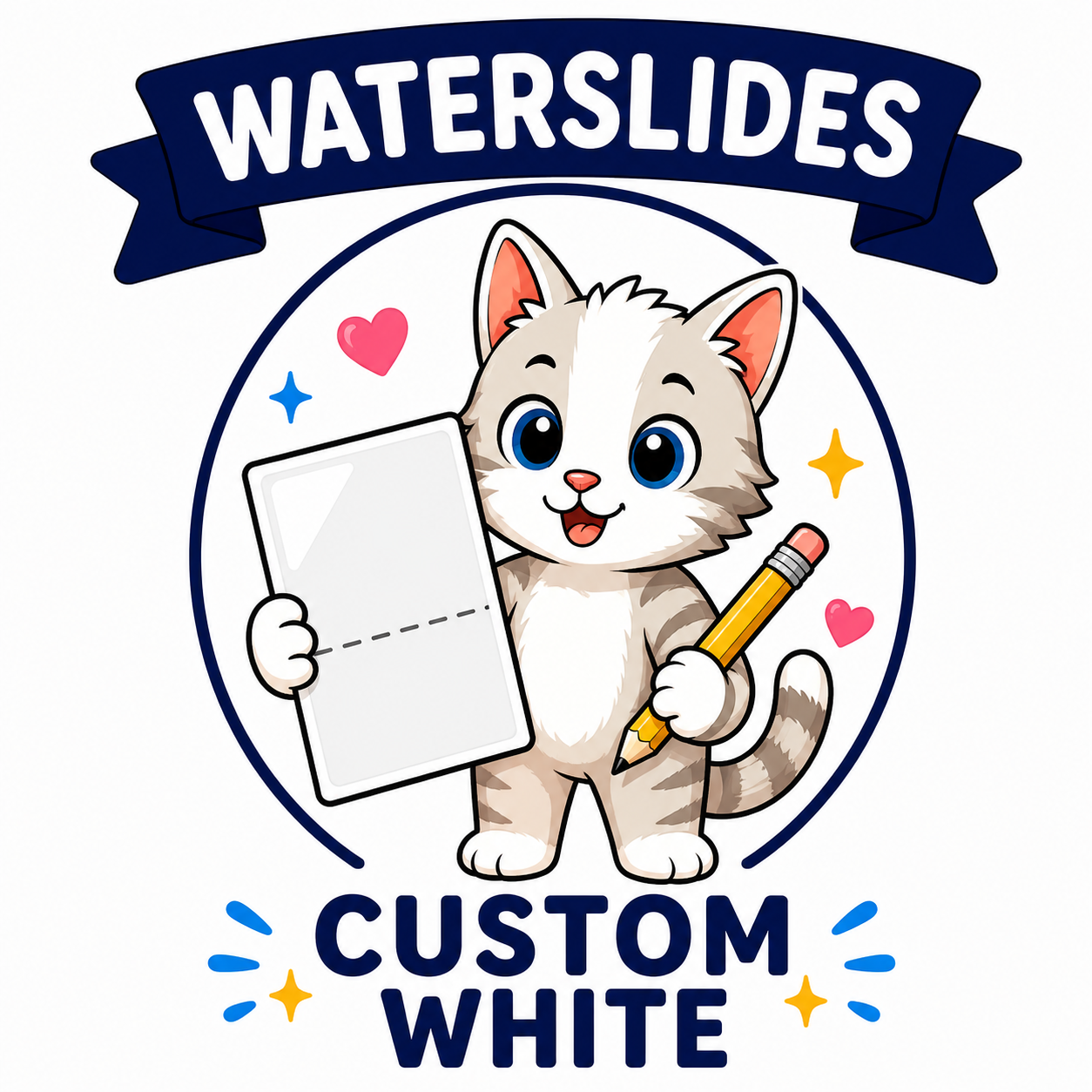 Custom Waterslide Decals | Clear & White | Laser Printed on A4