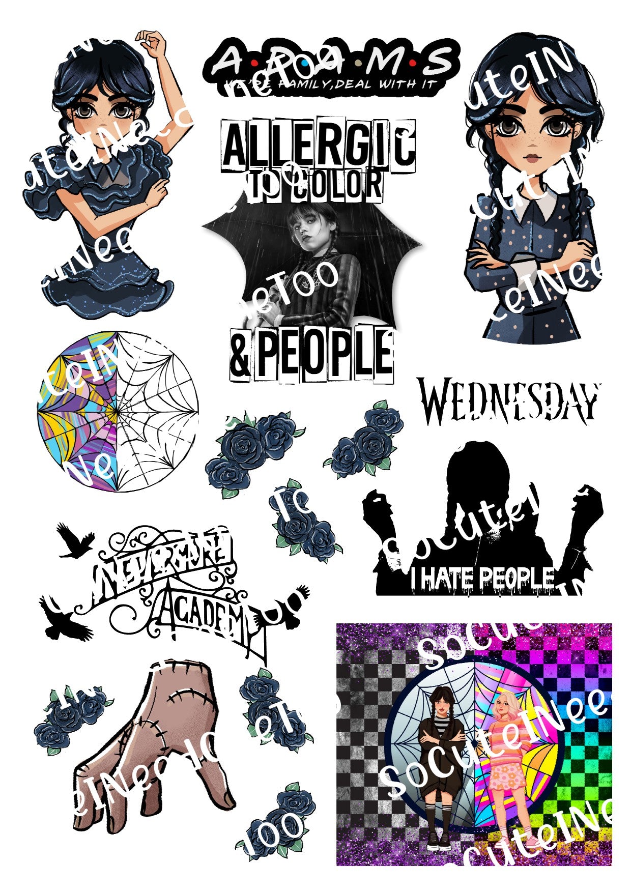 Addams Family - Wednesday #3 Waterslide Decals - SoCuteINeedOneToo
