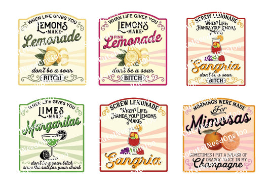 When Life Gives You Lemons Waterslide Decals – Lemonade & Adult Designs for Tumblers