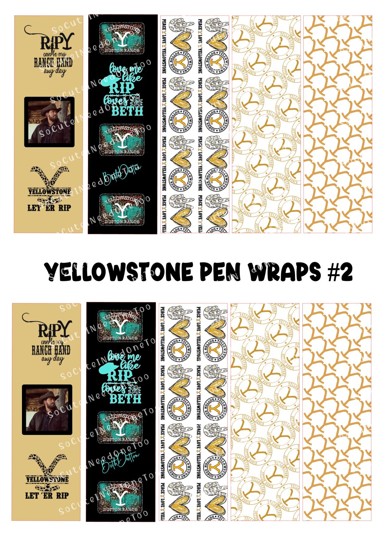 Yellowstone Pen Wraps #2 Waterslide Decals – Western Ranch Designs for Bic Pens