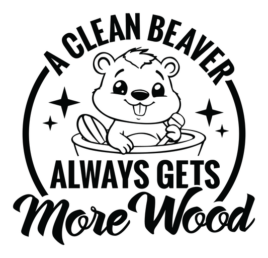A Clean Beaver Always Gets More Wood adult humor vinyl sticker with cartoon beaver in a bathtub - SoCuteINeedOneToo