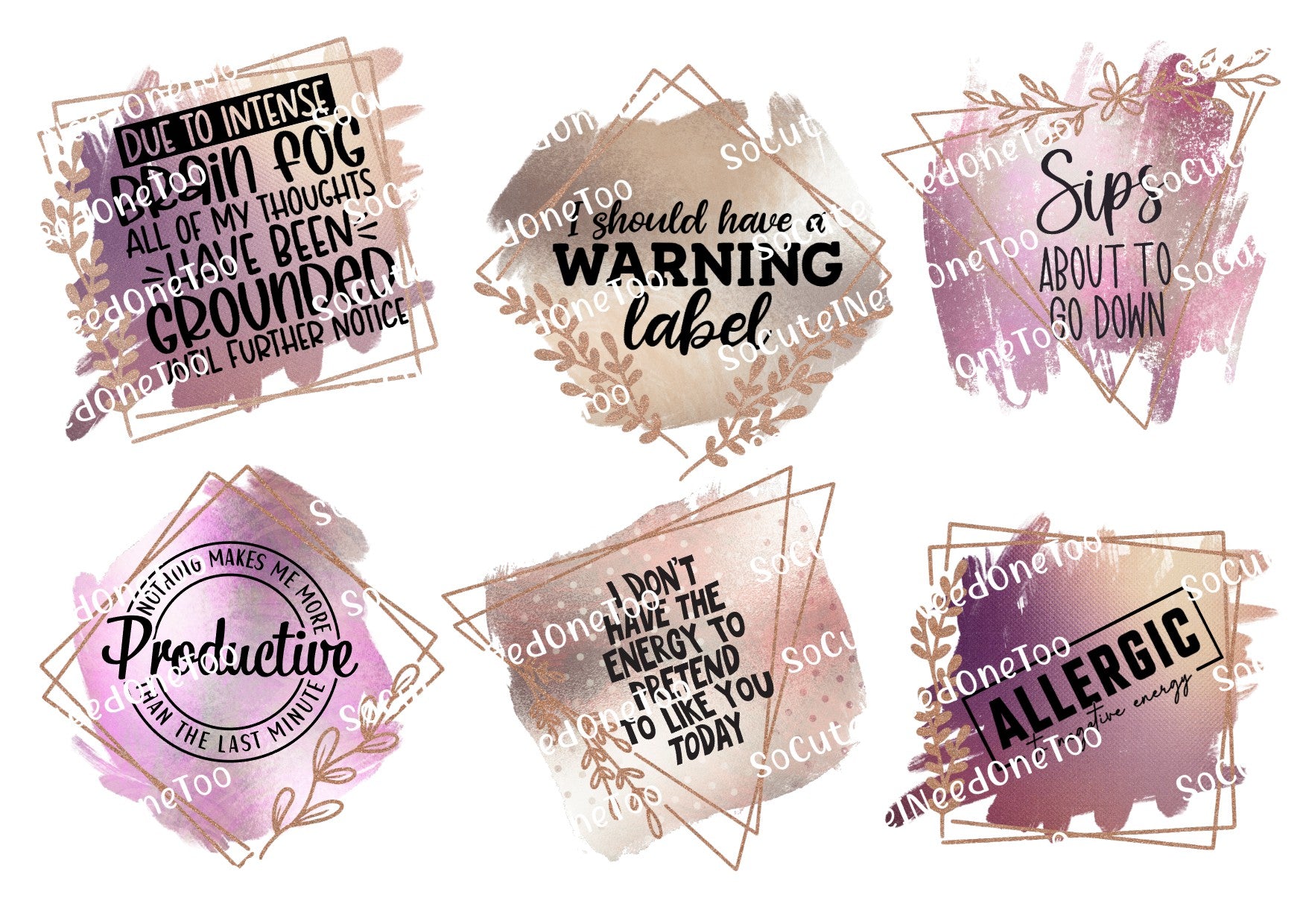 Adult Sayings - Brain Fog Waterslide Decals - SoCuteINeedOneToo