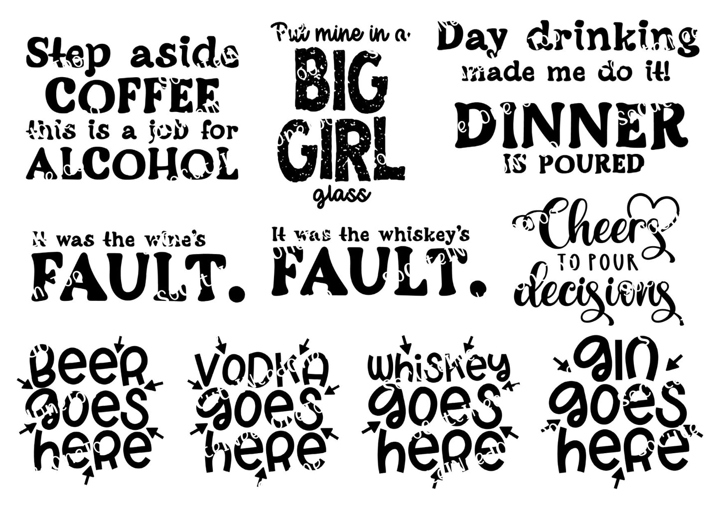 Alcohol Humor Waterslide Decals - SoCuteINeedOneToo