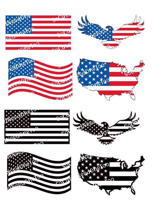 Patriotic American Flags Decals - SoCuteINeedOneToo
