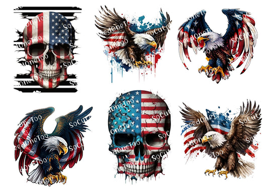 American Skulls & Eagles digital decal sheet - watermarked preview