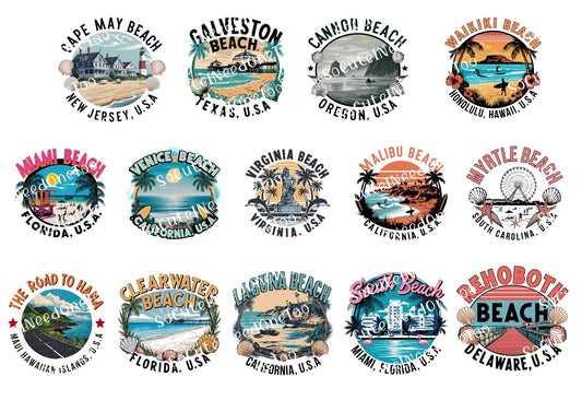 Beach Destinations digital decal sheet - watermarked preview