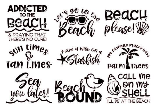 Beach Life Black & White Waterslide Decals - SoCuteINeedOneToo