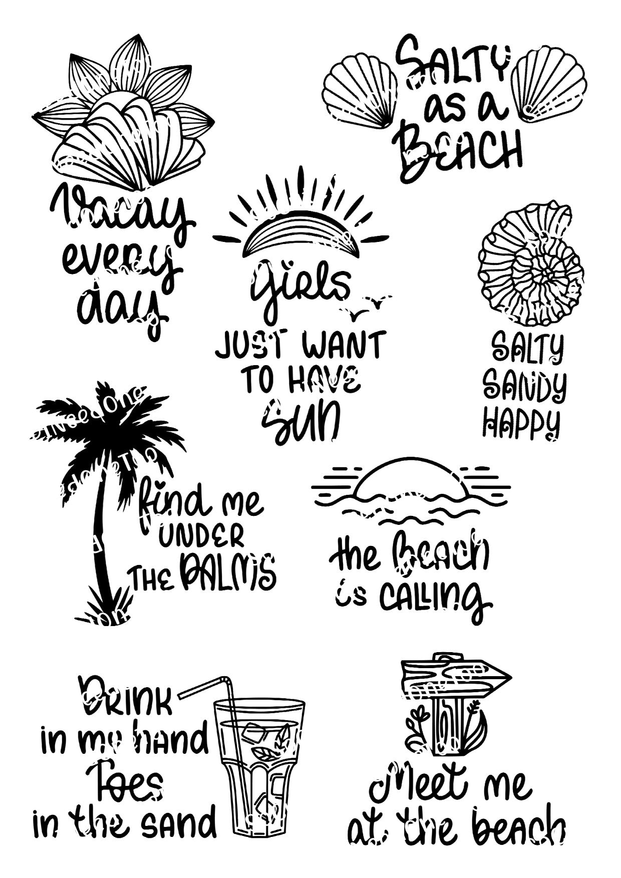 Beach Sayings Waterslide Decals - SoCuteINeedOneToo