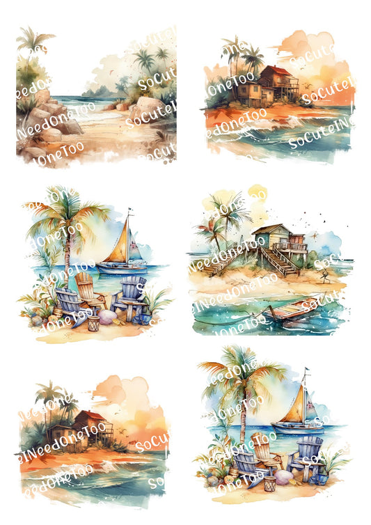 Beach Scene Waterslide Decals - SoCuteINeedOneToo